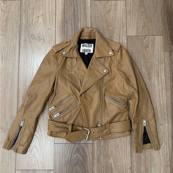 Walter Baker Jackets & Blazers - Walter Baker lamb leather biker jacket beige xs